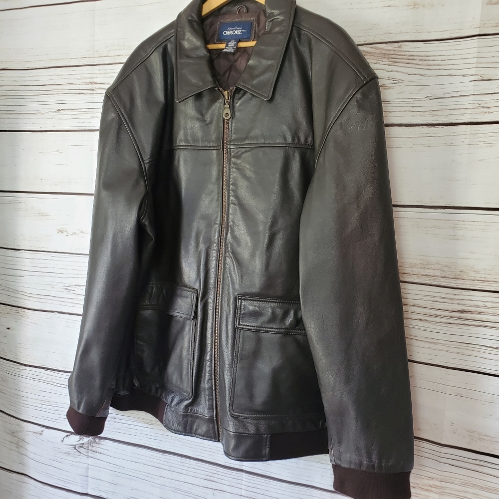 Authentic Cherokee | Dark Brown Biker Heavy Jacket - Picture 3 of 7